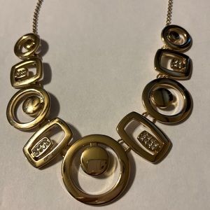 White House Black Market Gold-tone Rhinestone Statement Necklace.